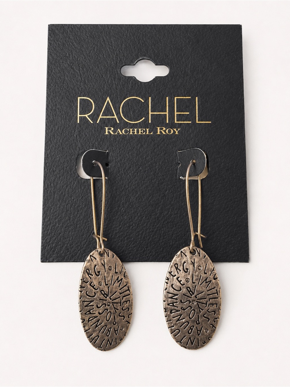 RACHEL Rachel Roy Inspirational Statement Gold Tone Oval Drop Earrings NWT